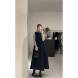 Fongt Small Fragrant Wind Wood Ear Half High Collar Bottom Shirt Folded Folded Bud Vest Skirt Set