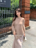 Fongt Xixi 2025 Autumn New White Standard Loose Long-Sleeved Cloak Knitted Shirt Knitted Knitted Female 25323