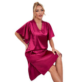 Fongt Women's Pajamas Summer Advanced Thin Ice Silk Home Clothing Sexy Sleeping Dress OZON-Outfit