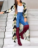 Autumn And Winter Women's Wear New Long-Sleeved Printing Long-Style Leisure Long-Style Coat-Outfit