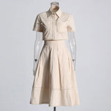 Fongt Beautiful Suit Woman 2025 New Short Shirt High-Waisted Lace Embroidered Skirt Two Sets Of Autumn And Winter