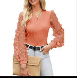 Fongt Women's Wear Mesh Small Flower And Snow-Flake Shirt Women 2025 Spring And Summer Round Collar Thin-Sleeved Top