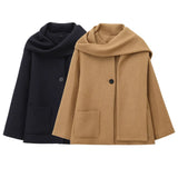 Fongt Homemade New Women's Dresses With Scarf Round-Neck Long-Sleeved Coat 2095141