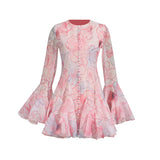 Fongt Style Dress Women 2025 Summer New Comfortable Fresh Fresh Sweet Print Button Long Sleeve Skirt
