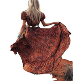 Fongt Summer Women's Sexy Print V-Neck Short-Sleeved Bohemian Holiday Dress