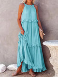 Style Ruffled Long Dress Wide Hem