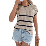 Shooting 2025 Spring And Summer Striped Jasmine Casual Loose Knitted Jersey Holiday Tops Women's