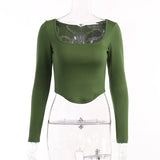 Knitted Underwear Short-Style Long-Sleeved Blouse 2023 Spring New Women's Casual Bottomed Shirt-Outfit