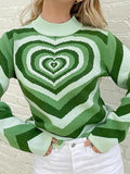 Heart Jacquard Argyle Jumper Sweater-Outfit
