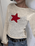 Star Crochet Knit Cropped Knit Top-Outfit
