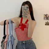 Fongt Girls Wearing Bows Hanging Neck Vest Women Summer New Wear Sexy Pure Lust Wind Sleeveless Top