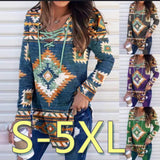 V-neck Lace Printing Printed Long Sleeve Women's