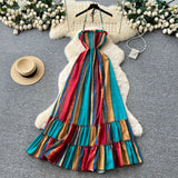 Fongt Retro Print Heavy Lifting Nail Bead Dress Set Two-Piece Top Plus Long Dress