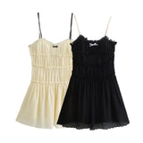 Spring Style Small Bow Decorated With Texture Slim Suspender Dress 7200304-Outfit