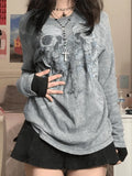 Cross Skull Printed Long Sleeve Top-Outfit