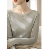 Fongt High-End Sense Collar Gray Knitted Bottoming Women Autumn And Winter Light Luxury Style Inside The