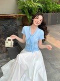 Fongt Xixi 2025 Summer New Thousand Gold Wind With Shirt Women's Short-Sleeved Top Knitted Shirt 89335