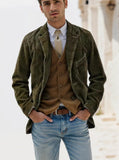 Fongt Men's Spring And Autumn Wicked Vest Pocket Splicing Design Design Jacket Solid Color Single-Clocked Vest