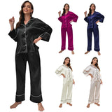 Fongt Silk Pajamas Lady Autumn And Winter Long-Sleeve Pajama Pants Home Suit Can Be Worn Outside-Outfit
