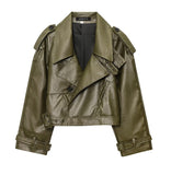 Fongt Women's Clothing Explosion Retro Collar Leather Jacket Jacket - High-Quality Craftsmanship To Rest Assured Comparison