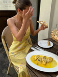 Yellow Printed Cami Maxi Dress-Outfit