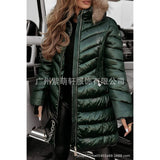 Fongt Thick Hooded Cotton Clothes Women's Long-Haired Collar Fashion Cotton Jacket Winter Cotton Clothes Women