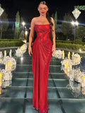 Red Sequin Wrapped Bodycon Mini Dress-Outfit
