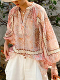 Fongt And Summer New Holiday Wind Sun Protection Shirt Women Loose Bohemian Print French Holiday Tops European Women's