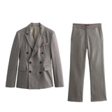 Double-Breasted Suit Jacket 2208425 Blended Straight Trousers 2202425 Suit-Outfit