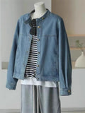 Fongt Explosion Recommended ~ Hong Kong Style Retro Blue Cowboy Jacket Women Autumn Loose Thin Short Jacket Top
