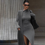 Fongt Knitted Long Sleeve Sexy Open Fork Ken Bean With The Same Body Dress In Summer Babes