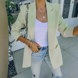 Fongt Spot 2024 Autumn / Winter New Female Fashion Temperament Solid Color Lapel Long Sleeve Small Suit Jacket-Outfit