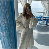 Fongt Women's Wear 2024 Summer New Lace Embroidered Hollowed-Out Dress-Outfit