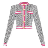 STREET Newest 2022 Fall Winter Fashion Designer Jacket Women's Lion Buttons Monogram Jacquard Knit