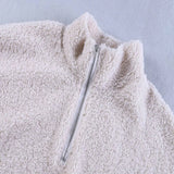 Fongt Autumn Zipper V-Neck Long-Sleeved Women's Coat Lamb Woolen Coat