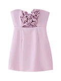 Fongt 2025 Fashion New Niche Design Three-Dimensional Flower Decoration Sexy Waist-Swaple Short