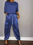 Fongt Fashion Lady Smooth Sleeve Half-Sleeveed Trompack Two-Piece Set
