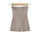Fongt Throttling Knitted Vest 2025 Spring Sexy Shoulder High Bullet-Tendered Women's Top