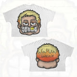 T-Shirt Hip-Hop Fun Cartoon Pattern Printing Oversized T-Shirt Original Gothic Cotton Short Sleeves-Outfit