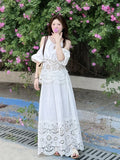 New White Style Suit Female Hollow Small Blouse Skirt Suit Shenzhen South Oil Women's