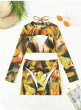 2025 New Bikin Bikin Tie Dye Four-Piece Split Swimsuit