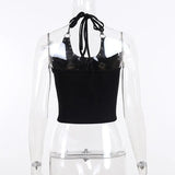 Dark Wind Spring New Gothic Print Hit Nail Tight Beautiful Back Suspenders-Outfit