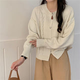 Fongt Coat Double Zipper Knit Cardigan Female Fall 2024 Design Sense Casual Loose Round Neck Sweater Top-Outfit