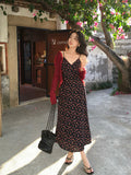 Fongt Xixi 2025 Spring New Retro High-Rise Sling Dress Print Pure Desire Holiday Dress Women 88201