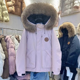 Fongt Collar Workwear Pie Down Jacket Women's Mid- 2025 Winter New Small White Duck Down Men And Women Thick Coat
