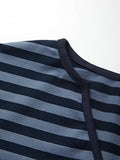 Striped V Neck Long Sleeve Tee-Outfit