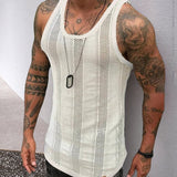 Fongt Men's Wear Summer Thin Sleeveless Men's Vest White Mesh Hollow Sports Top