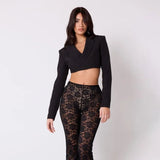 High Waist Sheer Lace Pants-Outfit