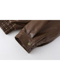Women's Fur Leather Jacket Long Sleeved Loose Warm Lamb Wool Vintage Thickened Locomotive Lapel Female PU Motorcycle