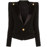 QUALITY Newest 2023 Designer Blazer Jacket Women's Single Button Satin Collar